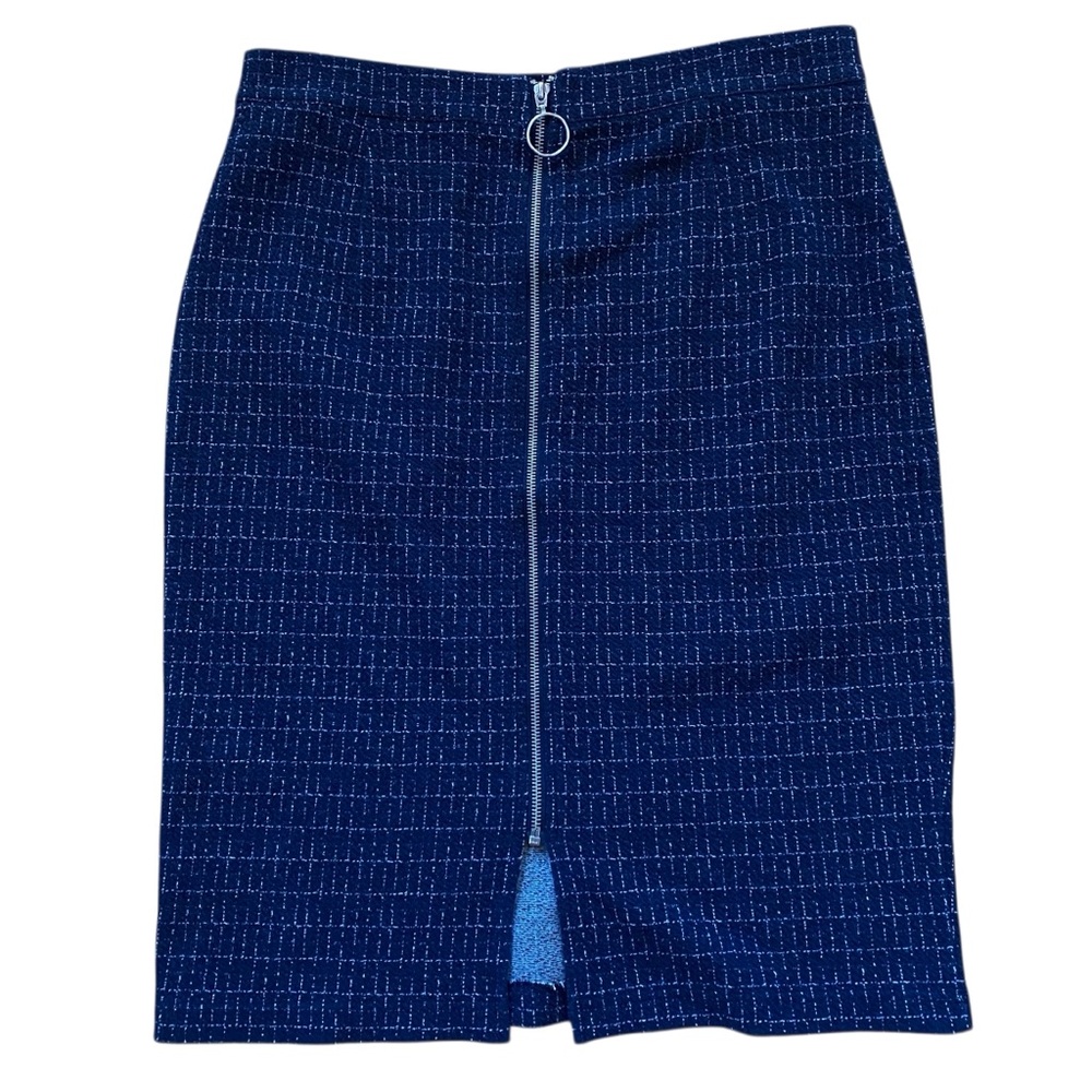 Maeve Navy Blue Pencil Skirt Anthropologie Knee Length Career Stretch Sz L - Picture 4 of 9